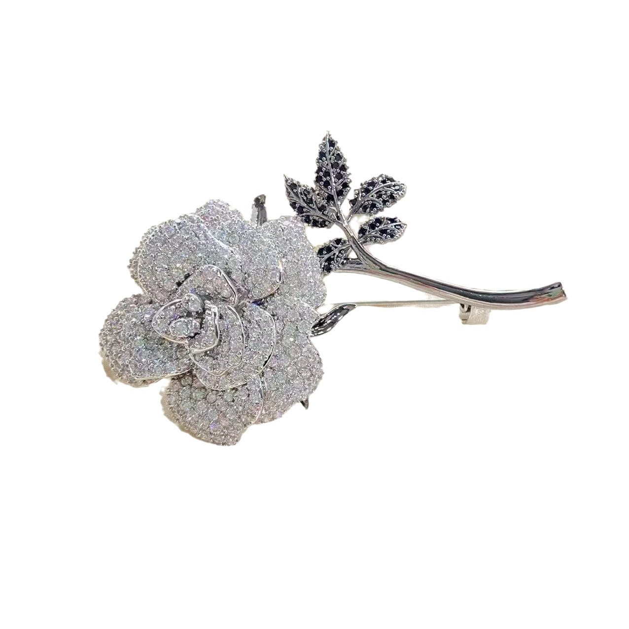 New Chinese Style Rose High-End Dual-Color Electroplated Brooch Versatile Elegant Coat Accessory_voghion.com