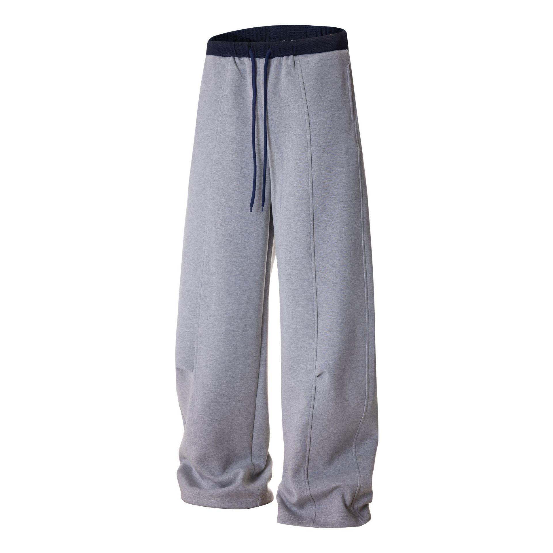 Joggers unisexes déstructurés – Pantalon de survêtement streetwear oversize avec ourlet biseauté et technologie anti-froissage (24 % coton, gris, S-XL)_voghion.com