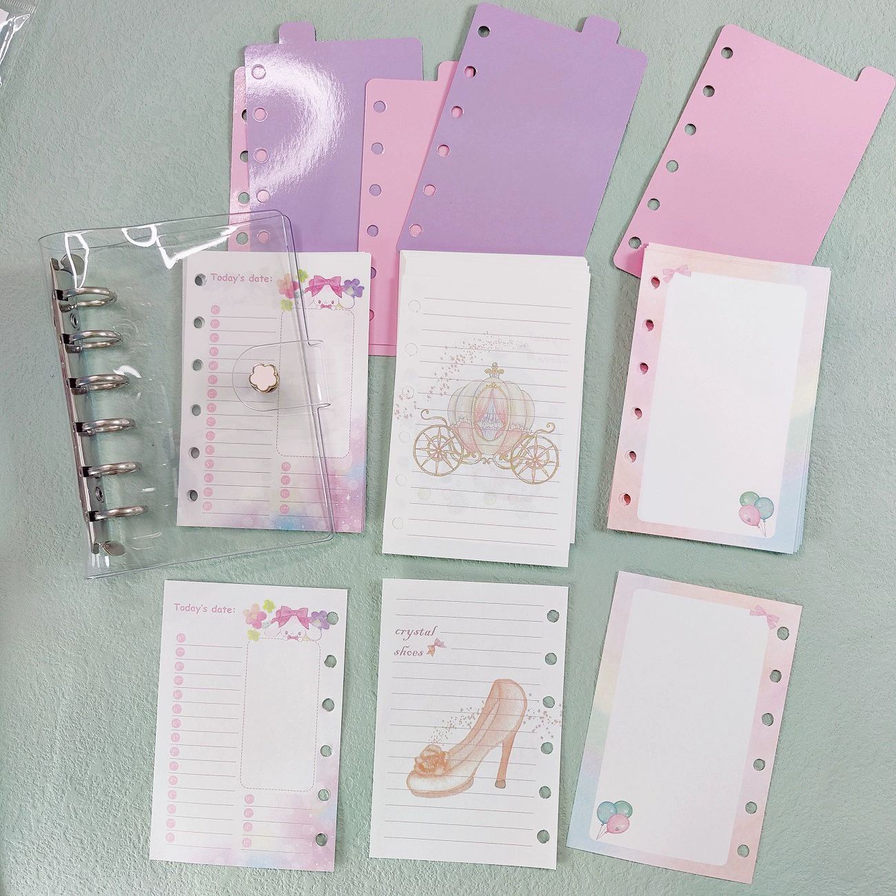 Transparent handheld set for students, notebook, laptop, simple and elegant design, tear-off sheet
