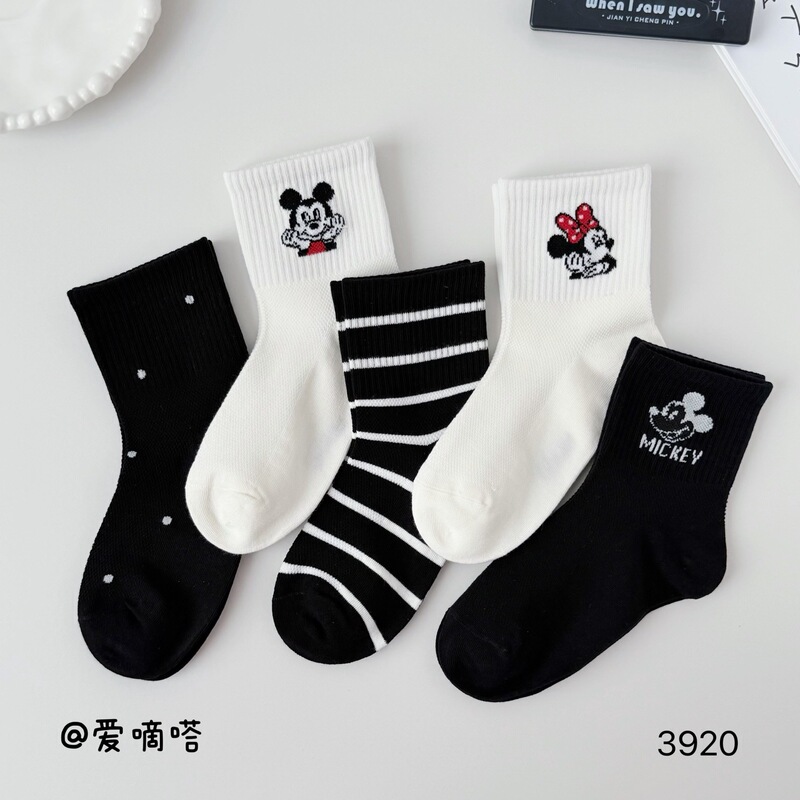 Ai Di Da Children's Socks Summer Mesh High-Tube Cartoon Mickey Minnie Combed Cotton Korean Style Dongdaemun Trendy Kids' Socks