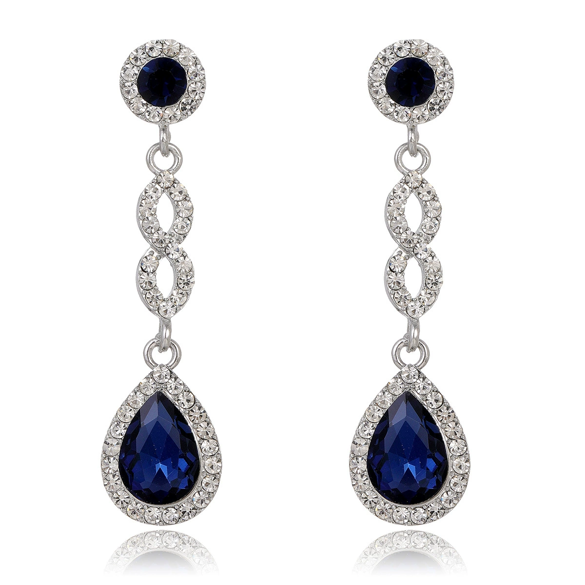 (Cross-border trading), classic earrings drop-shaped for bride, accessory, with gem