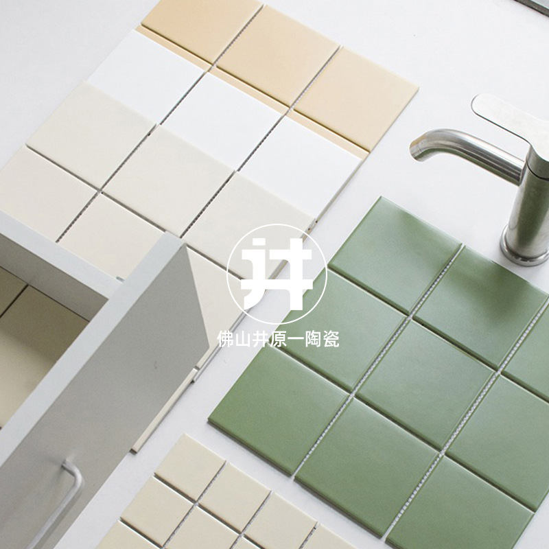 French Cream Color Mosaic Tile Kitchen Bathroom Wall Tile Floor Tile Olive Green Small Square Tile