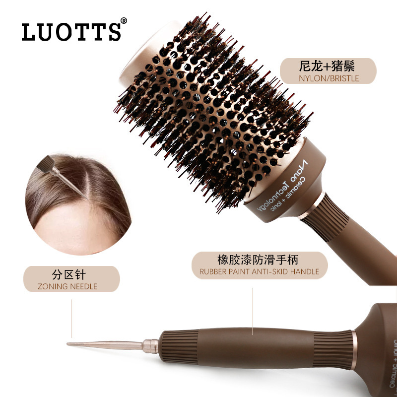 Luotts aire termal modelado traje cilindro Pelo Rizado rodillo peine en Punta cola rodillo peine tubo de aluminio melena cerámica rodillo peine