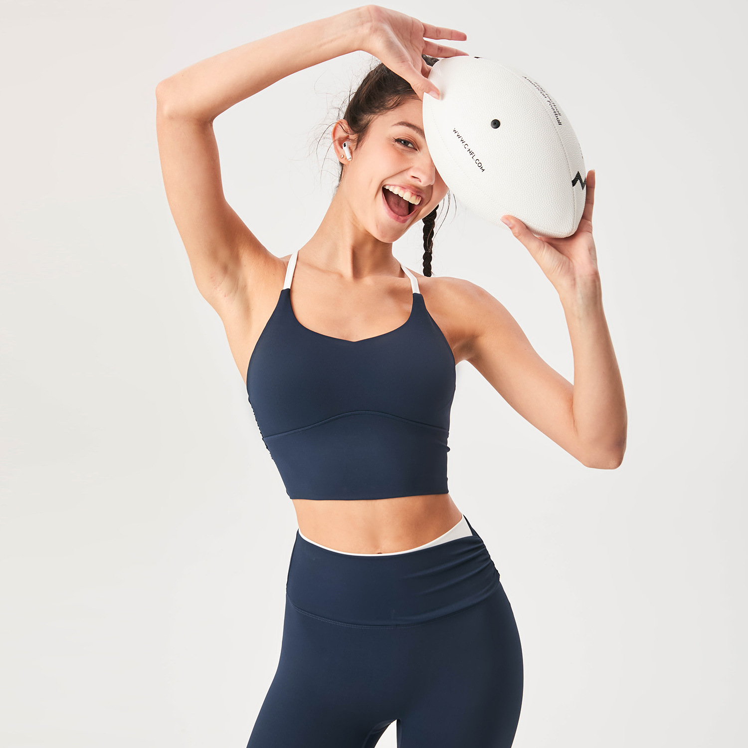 Color contrastante hermosa ropa interior fija taza cool lyca chaleco deportivo mujer primavera y verano ajustado caderas juego deportivo fitness