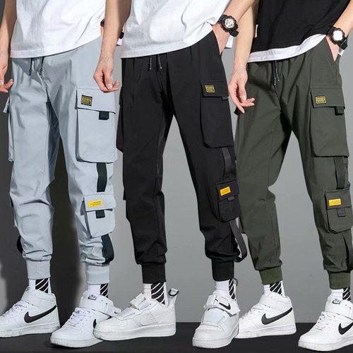 2021 Trendy Brand Harem Overalls Men's Spring and Autumn Ins Loose Leg Pants Functional Casual Student Large Size Pants