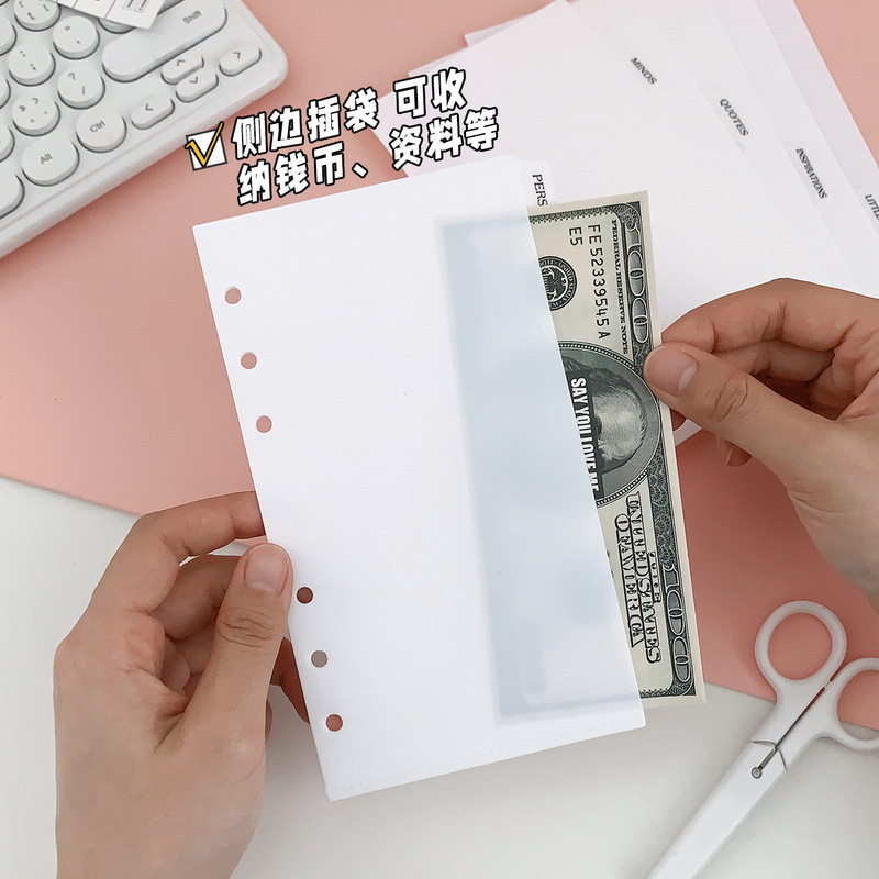 in stock cross-border A5A6 binder notebook student accessories detachable hand book 6 hole cash budget PP bag