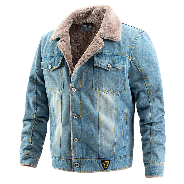 men's denim warm casual jacket