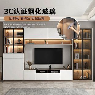 现代简约轻奢电视柜一体组合背景墙柜整体客厅满墙储物收纳柜-阿里巴巴