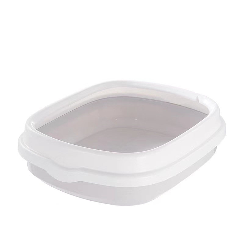 En stock caja de arena para gatos al por mayor semi-cerrado gato inodoro anti-salpicaduras caja de arena para gatos PP Cat Basin suministros para mascotas