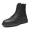 Martens, high boots with zipper English style for black leather, 2021 years, autumn, trend of season, British style