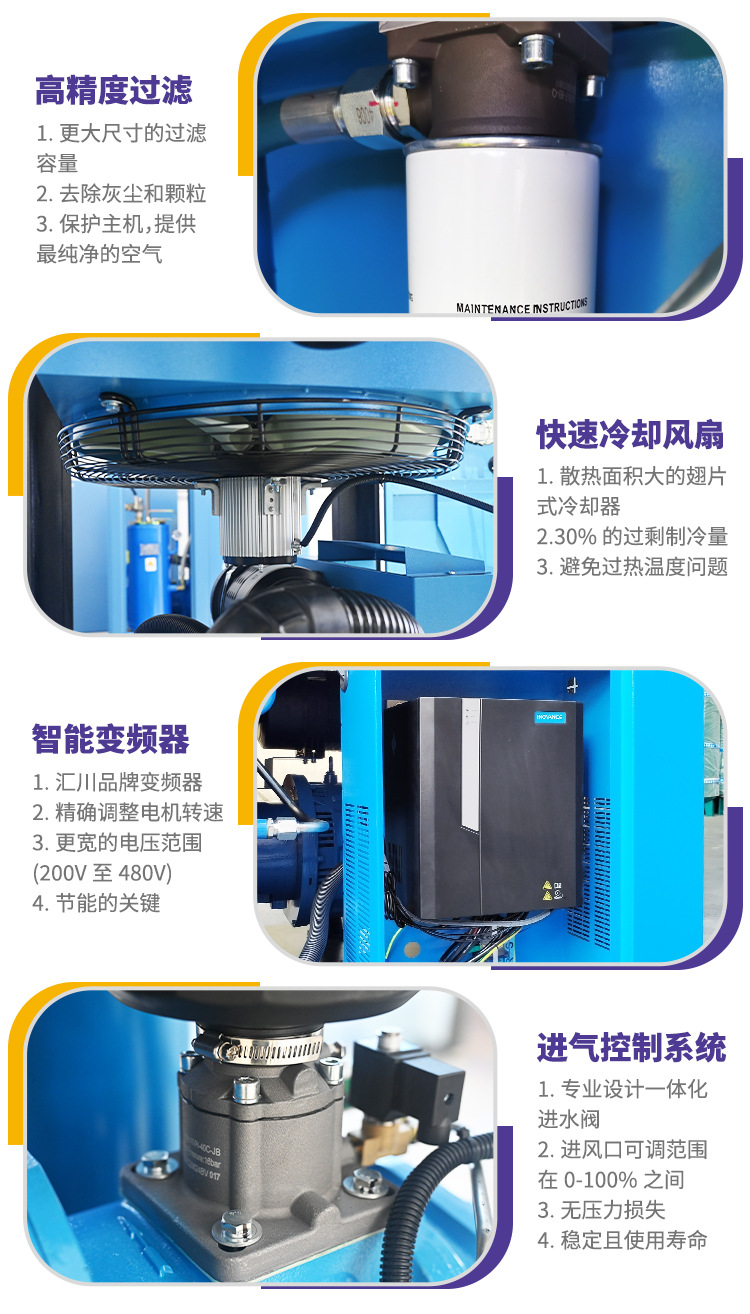 Permanent Magnet Variable Frequency Screw-Type Air Compressor 7.5Kw/22 Hanbell Main Unit Energy-Saving Silent Industrial-Grade Air Compressor