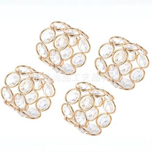 Cross-Border European Crystal Napkin Buckle Napkin Ring Octagonal Bead Crystal Napkin Ring Simple Fashionable Table Decoration Exquisite