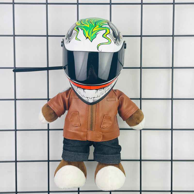 Coche eléctrico colgante oso muñeca casco cuero juguete coche tronco montar decoración 4S reparación tienda locomotora muñeca