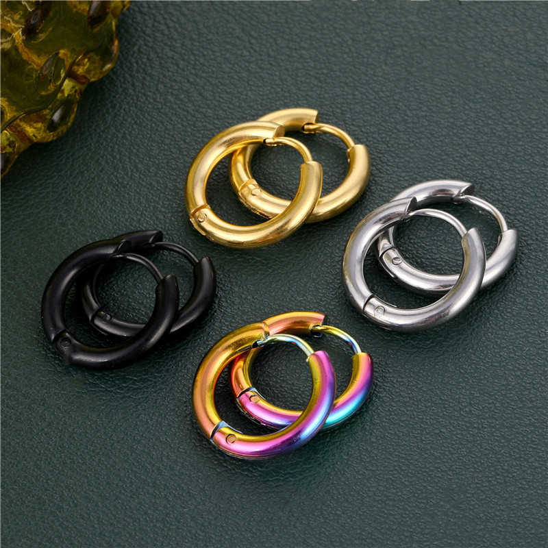 1 Pièce Rétro Géométrique Placage Acier Au Titane Boucles D'oreilles Cerceau display picture 1