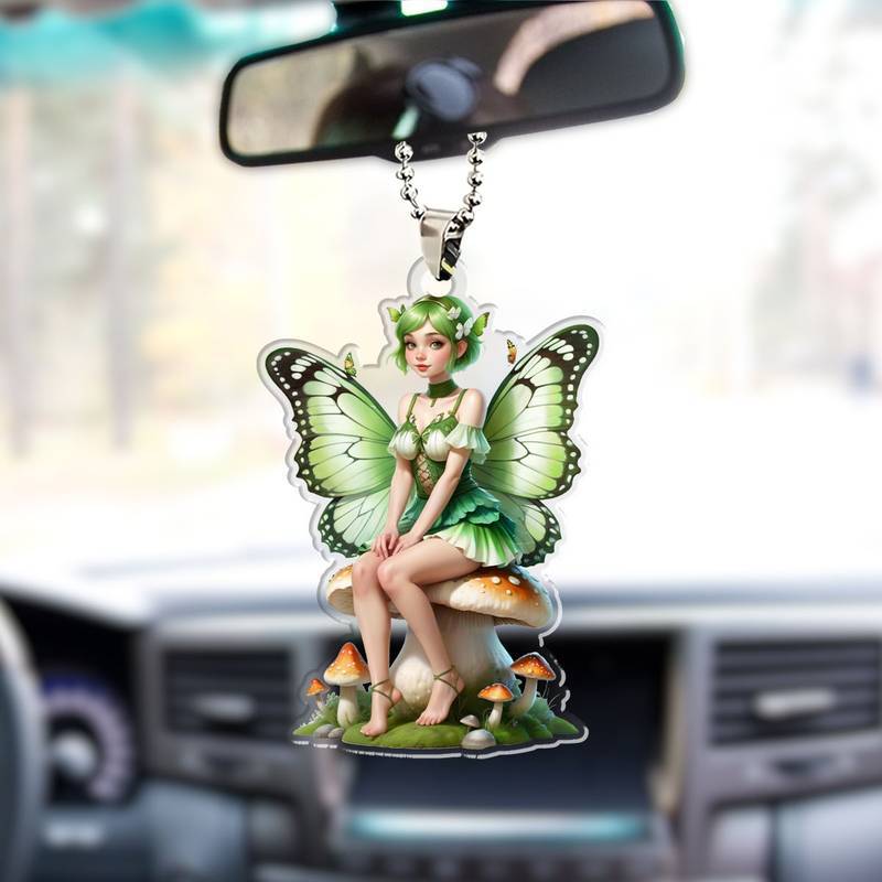 Acrílico mariposa hadas 2D colgante plano transfronterizo automóvil espejo retrovisor interior decoración colgante llavero colgante