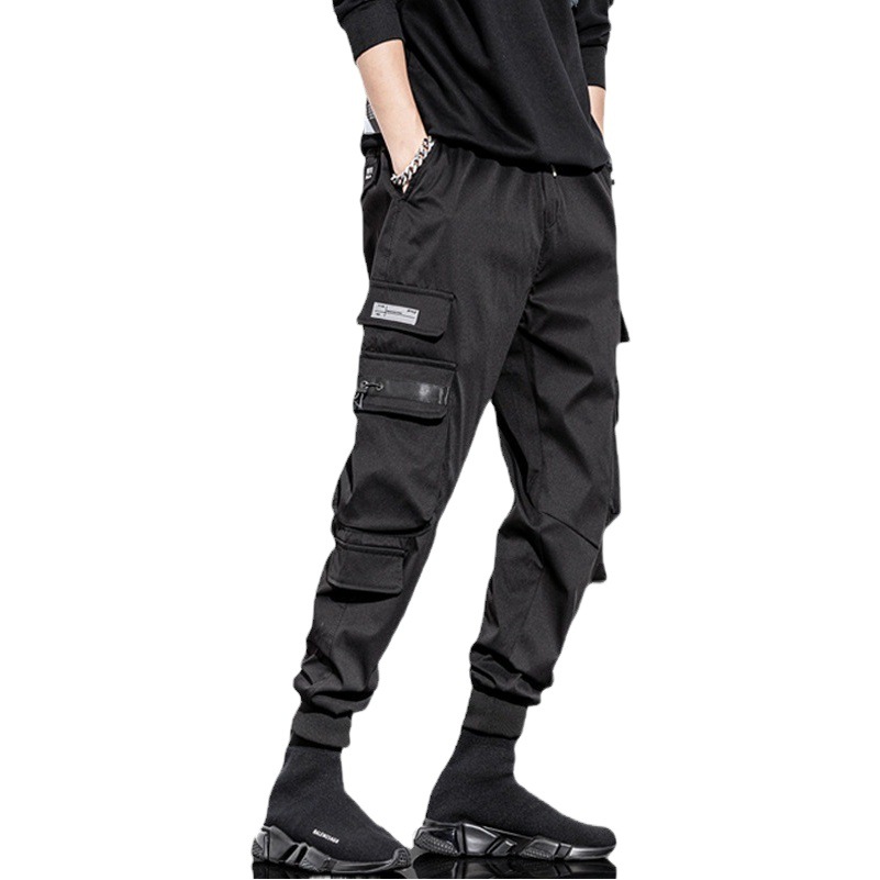 Entrega transfronteriza de una pieza de otoño e invierno monos marca de moda para hombres Ruan Shuai tobillo-atado ins Hong Kong estilo suelto funcional multi-Bolsillo