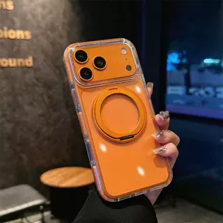 适用苹果16手机壳iPhone17promax防摔15旋转磁吸支架高级感纯色13