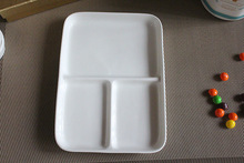 BC10实尚陶瓷韩式餐盘分隔盘小食盘分菜碟三格平盘长方盘画画盘寿