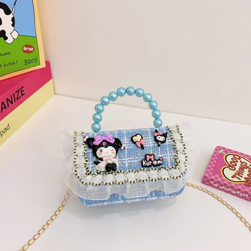 Niñas lindas bolsas de mano de perlas de princesa cadenas extranjeras bolsas de cinturón para niños bolsas de hombro de cambio de dibujos animados para niñas