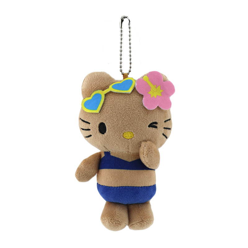 国境を越えた新しい子猫ぬいぐるみ黒革ハワイアンサマーペンダントガールハートキーホルダーペンダント|undefined
