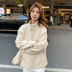 奥粒绒卫衣外套韩系女式秋冬季2025新款开衫加绒加厚立领拉链卫衣