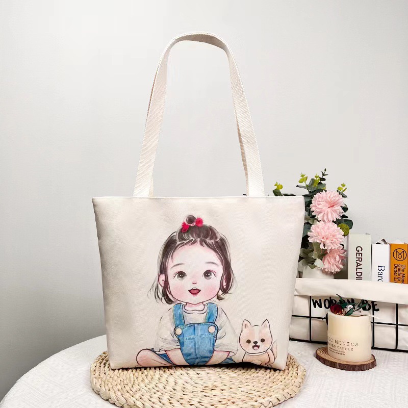 미트볼 머리 소녀 큰 가방