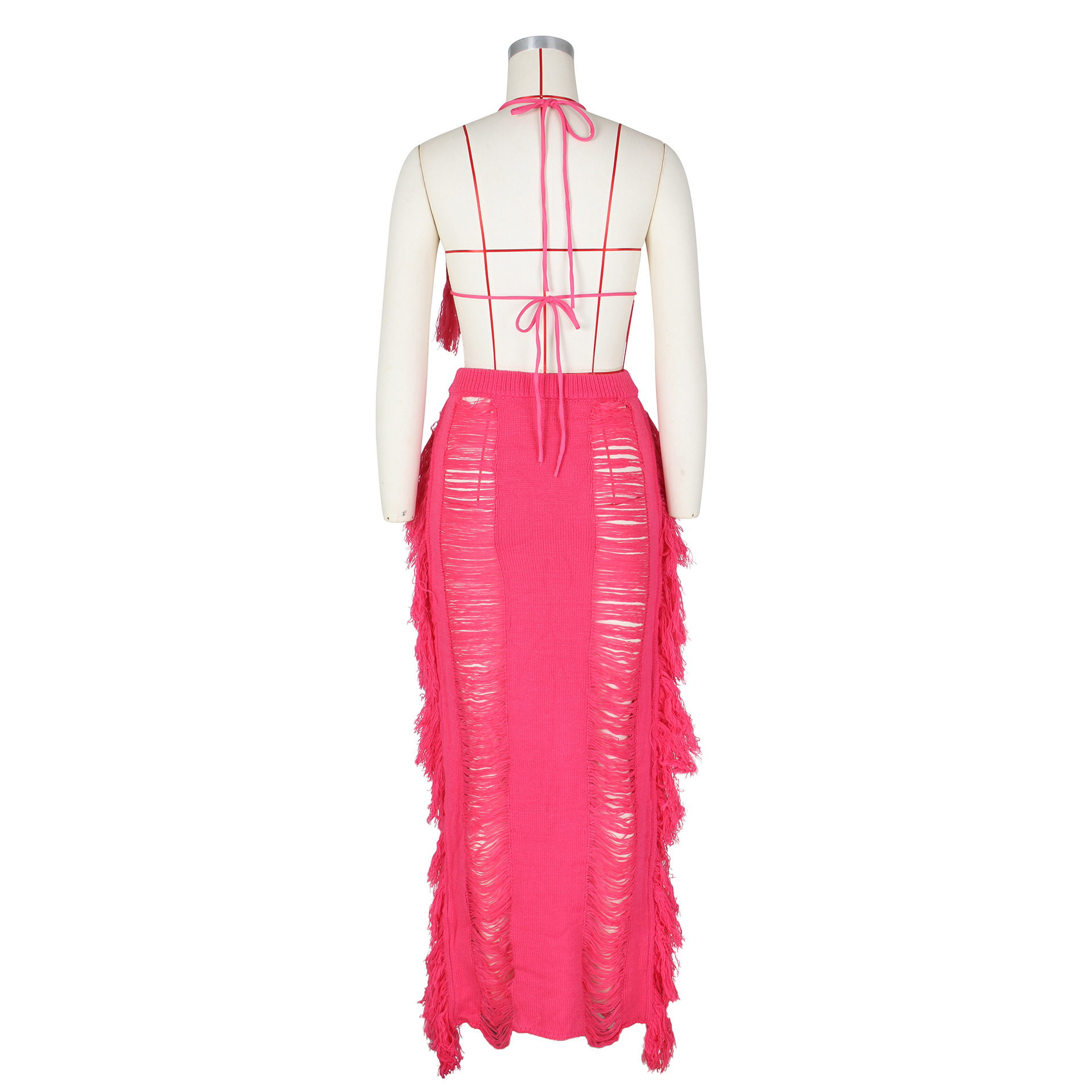 Women's Clothing Women's Sexy Tassel Knitted Beach Dress Set Hot Sale_voghion.com