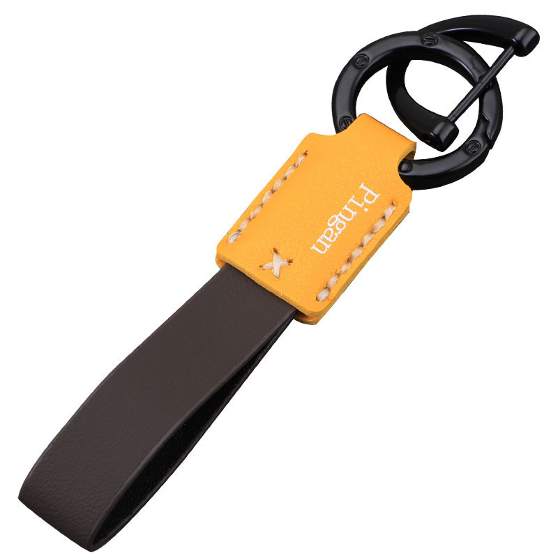 Llavero de coche con hebilla D para coche, llavero de cuero con cuerda de mano, colgante de llave de negocio simple personalizado, colgante multicolor