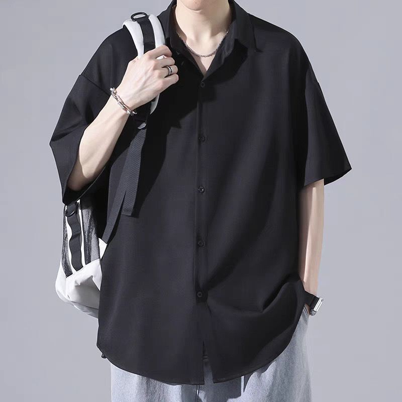 Summer Thin Ice Silk Short Sleeve Shirt Men's and Women's Casual Pendant Loose Cheap Trendy All-match Half Sleeve Shirt Wholesale