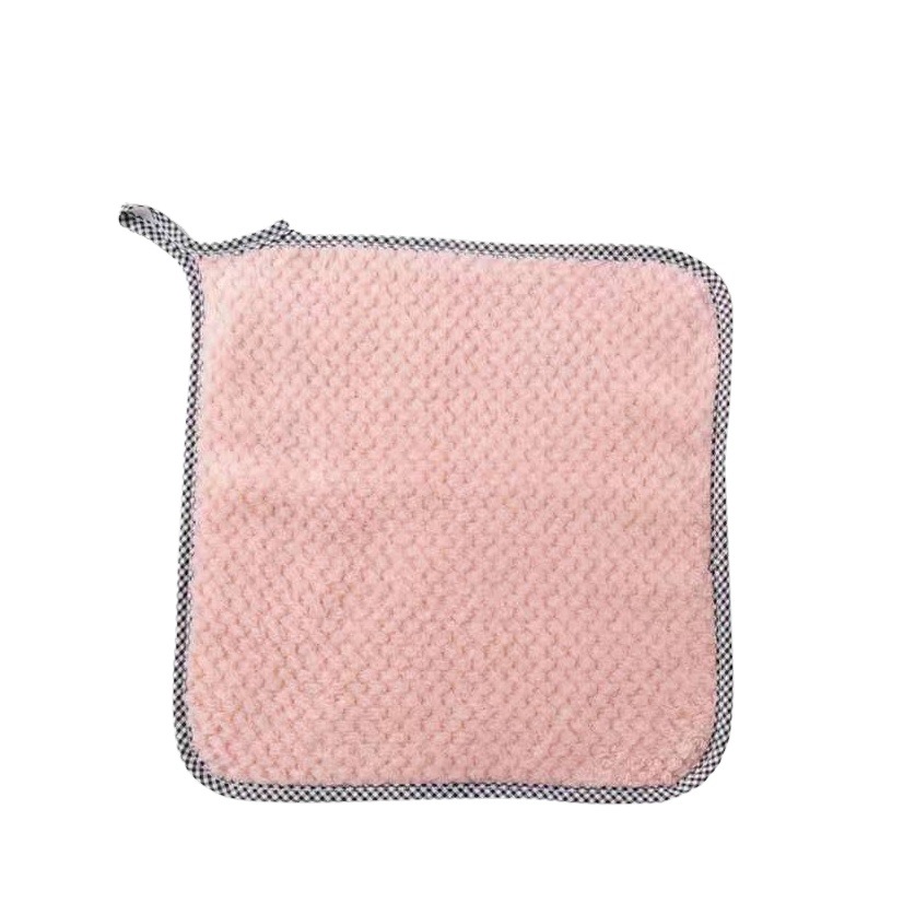 Pineapple small square towel with lanyard kitchen dish towel scouring pad cleaning cloth table cloth coral fleece towel
