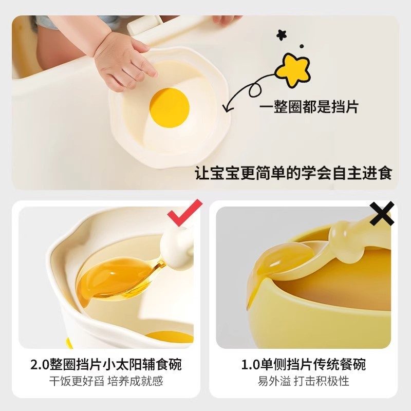 蛋花碗婴儿辅食碗宝宝自主进食学吃饭食品级硅胶吸盘碗儿童餐具|undefined