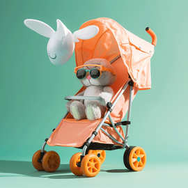 厂家定制儿童迷你过家家套装玩具女孩毛绒公仔塑料小推车兔子玩偶