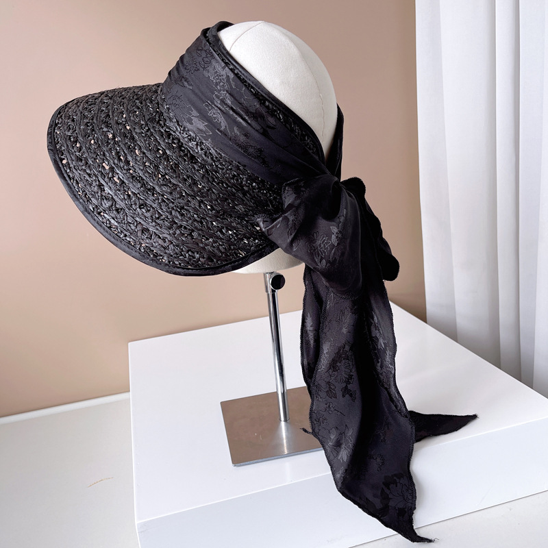 Hepburn Style Raffia Straw Hat For Women Elegant Summer Sun Hat_voghion.com