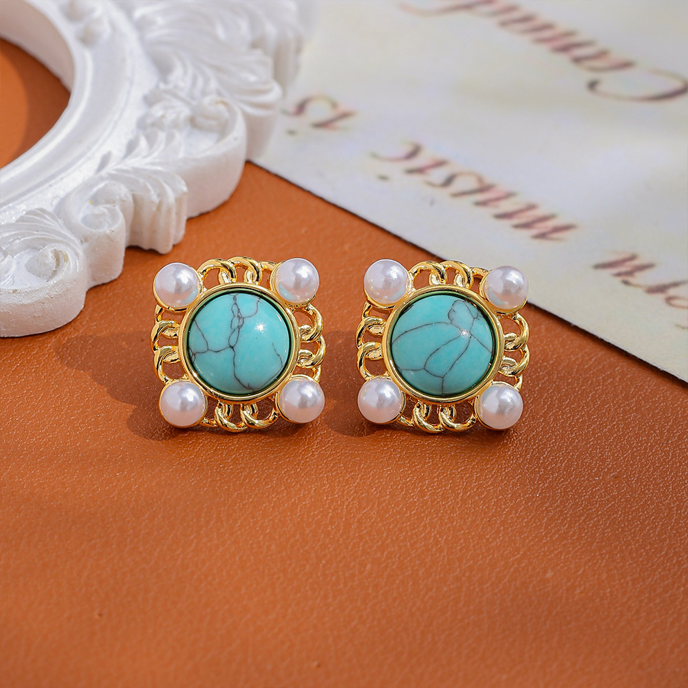 Retro turquoise fashionable elegant sophisticated trend earrings…