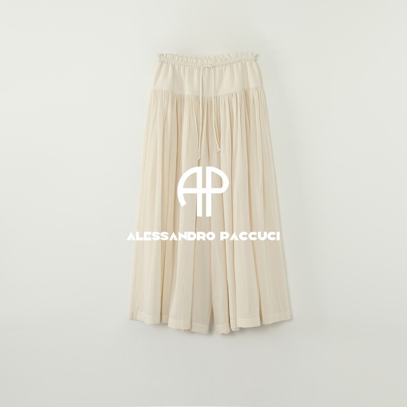 Ap ® Luo Ge [Pleated Flowing Pants] Cotton Elastic Waist Wide-Leg Pants Fashionable Long Pants Casual Pants # 5011Y