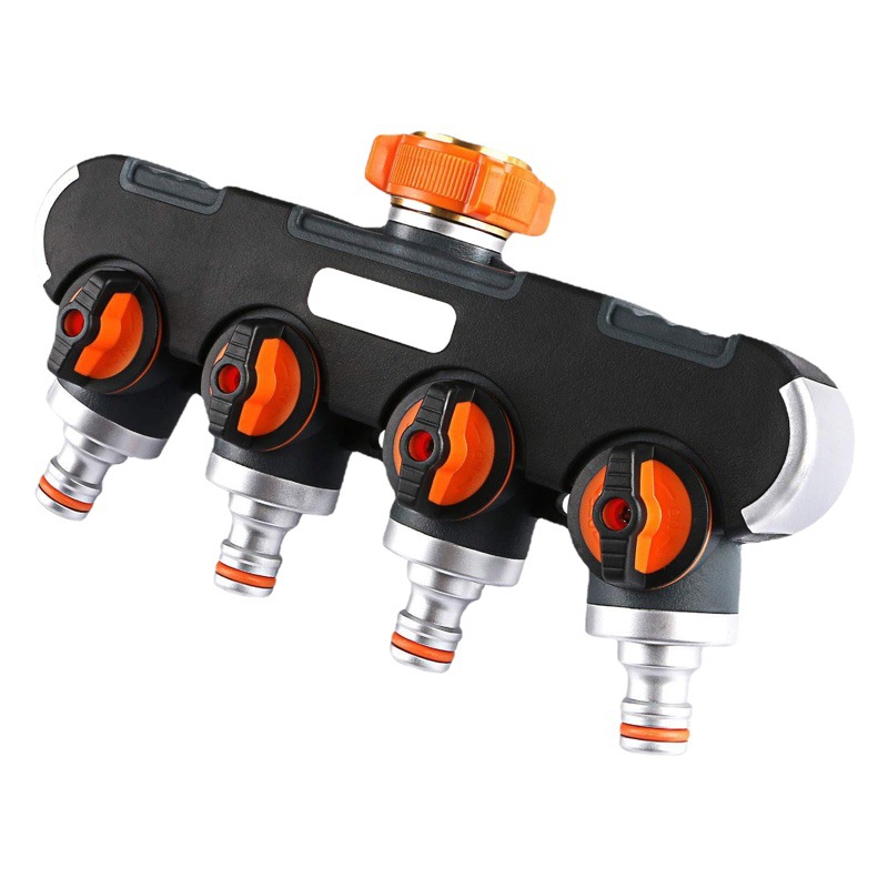 En stock al por mayor nuevo jardín Flor de riego unidireccional separador de agua de cuatro grifos Amazon patio jardín shunt