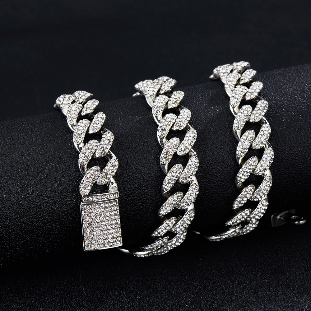 Hip Hop Ear Accessories Necklace European And American Fashion & Trend Hip Hop Hiphop Cuban Link Chain Necklace Rhinestone Necklace Jewelry Wholesale display picture 1