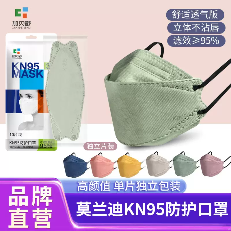 加贝舒成人3D立体莫兰迪KF94口罩KN95级防护鱼嘴形口罩独立包装