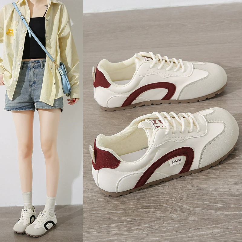 Трансграничная плоская обувь Forrest Gump, повседневная и универсальная спортивная обувь, контрастные цветные шнурки в стиле ретро, ​​нишевая мягкая поверхность с низким вырезом, легкая немецкая тренировочная обувь.