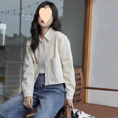 小个子春秋百搭短款宽松设计感拉链工装短外套女夹克潮