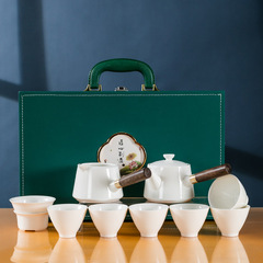 整套功夫茶具套裝羊脂玉白瓷家用陶瓷茶杯公司送禮商務禮品茶具