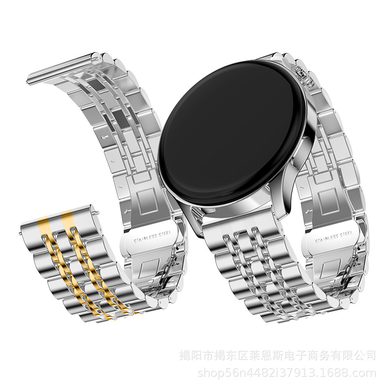 Adecuado para Samsung Galaxy watt4 Huawei GT3 reloj inteligente Correa siete cuentas de acero inoxidable metal Apple Correa