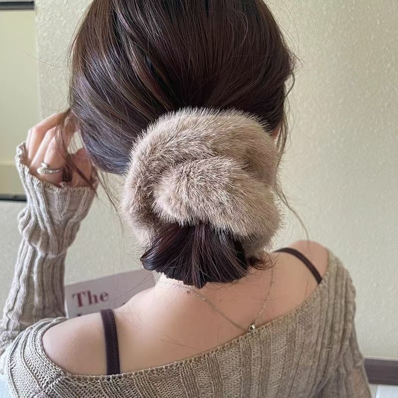 Flauschige Schweinedarmschnur Gummiband Haarband Damen Krawatte Haarkordel Kopfschmuck flauschig_voghion.com