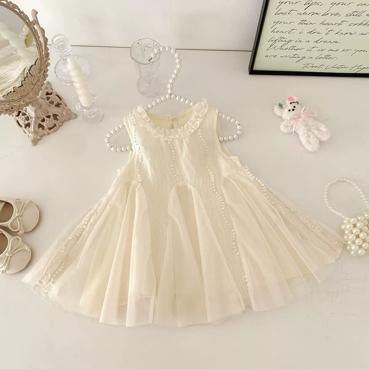 点兮女童夏装连体裙洋气女宝宝生日公主裙绣花背心裙小仙女吊带裙