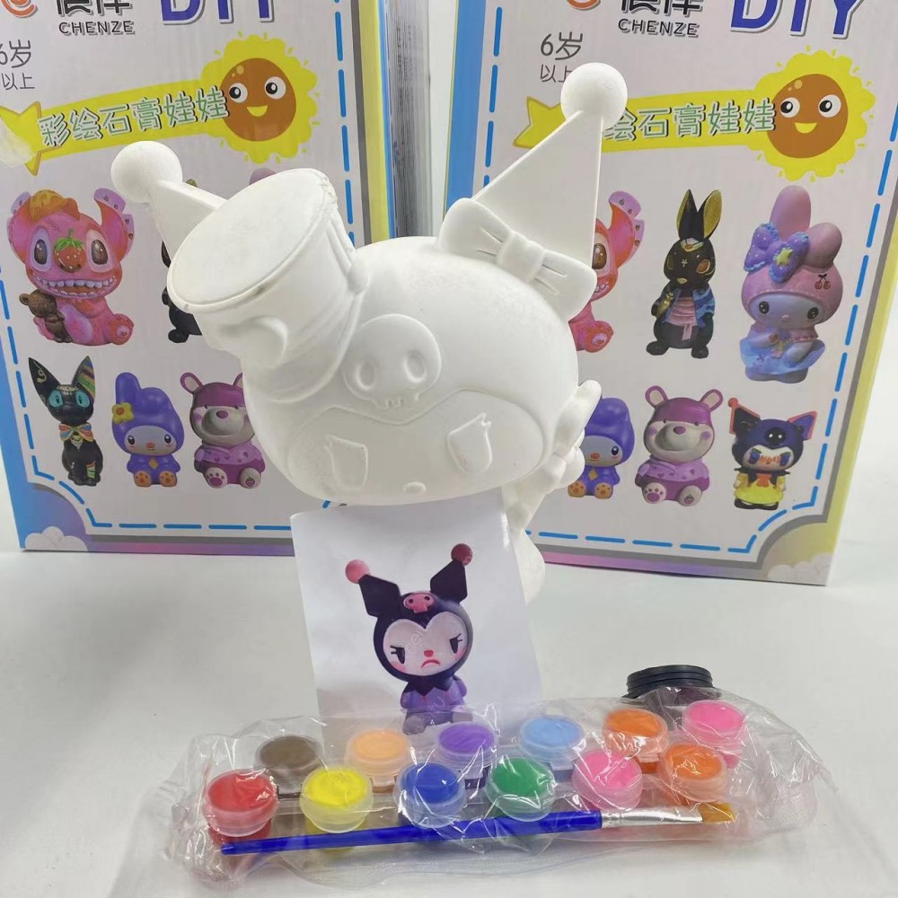 Niños de bricolaje para colorear yeso muñeca grande de dibujos animados para colorear alcancía hecho a mano creativo pintado al por mayor puesto blanco