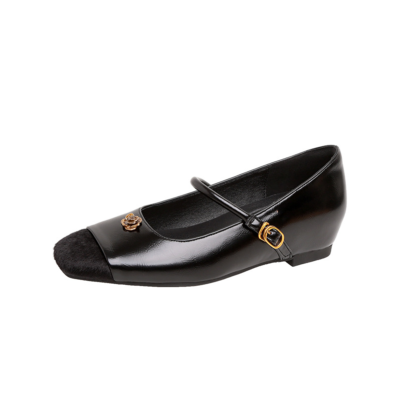 Aumento de altura interior de 5cm zapatos simples pequeños fragrantes camellia marizhen zapatos de mujer con temperamento retro zapatos de noche