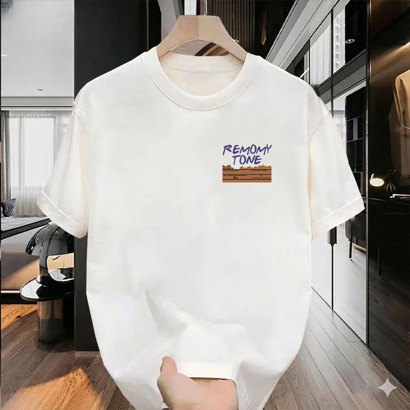Men's Heavyweight Round-Neck Short-Sleeve T-Shirt, Summer American Retro Trendy Brand Versatile Men's Top Clothing