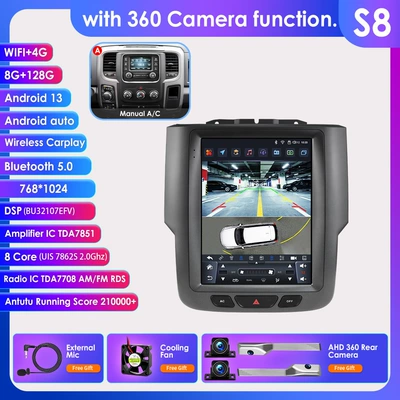 Central Control Car Navigation Vertical | DVD Navigation - model-a-with-360-camera-8128g-wifi4g-lte-version-7862-carplay-eight-core-97inch-suitable-for-13-18-dodge-rams
