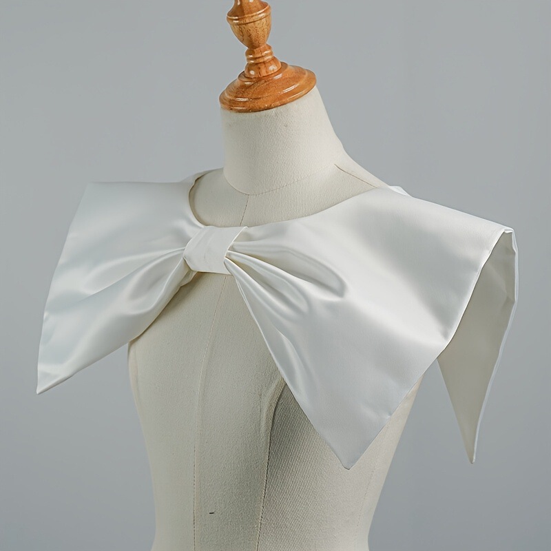 Satin Bowknot Fake Collar Easiest for Match Decorative Collar Elegant Pearl Button Design Fashion Accessories