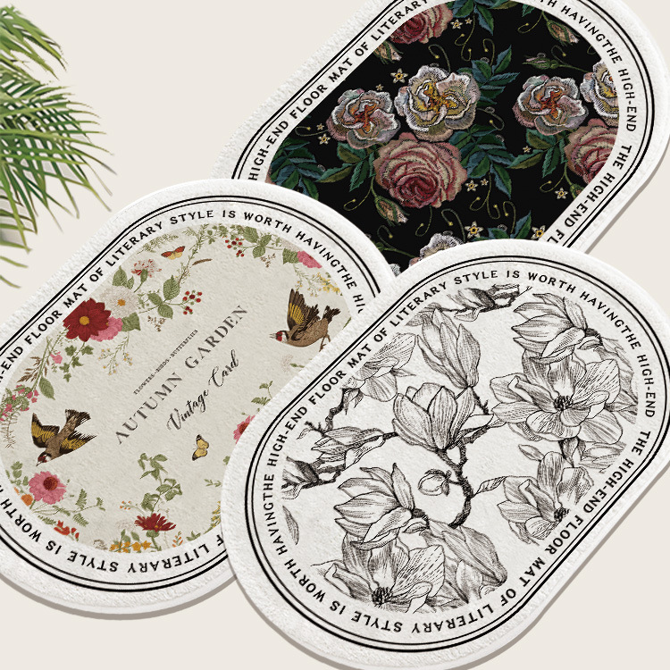 Francés retro oval barro de diatomeas estera suave baño Baño absorbente piso estera antideslizante estera del pie estera de la puerta de secado rápido